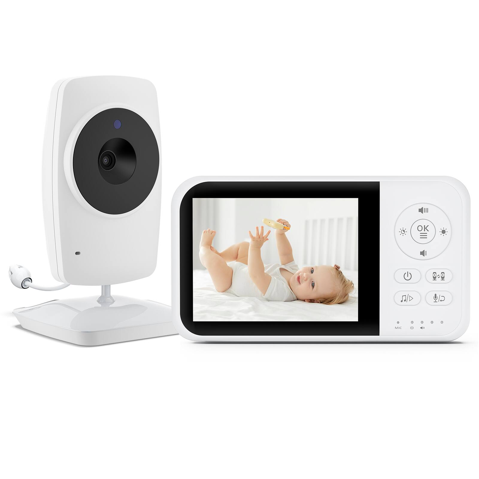 Alt View 4. Sugift - 3.5" Video Baby Monitor with Night Vision, Temperature Sensor, Two-Way Talk, VOX Mode & 2.4GHz FHSS Secure Connection - White.