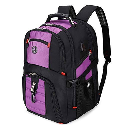Front. Live At Space - Extra Large 50l Travel Laptop Backpack With Usb Charging Port College Airline Approved Business Work Bag Fits 17 Inch - Purple-Travel Backpacks.