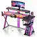 Angle. Bestier - 57-inch L-shaped Gaming Desk with RGB Music Sync Lights , Dual Cup Holders & Charging Station for Gaming Rooms - Black Purple.