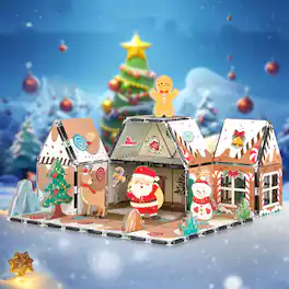 PicassoTiles - PICASSO-TILES Magnetic Tiles for Kids, 46PCS Gingerbread House Theme, STEM Building Blocks Educational Toy - Multicolor