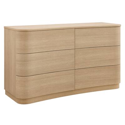 Mirae 6-Drawer Curved Dresser - Brushed Light Oak Mirae 6-Drawer Curved Dresser - Brushed Light Oak