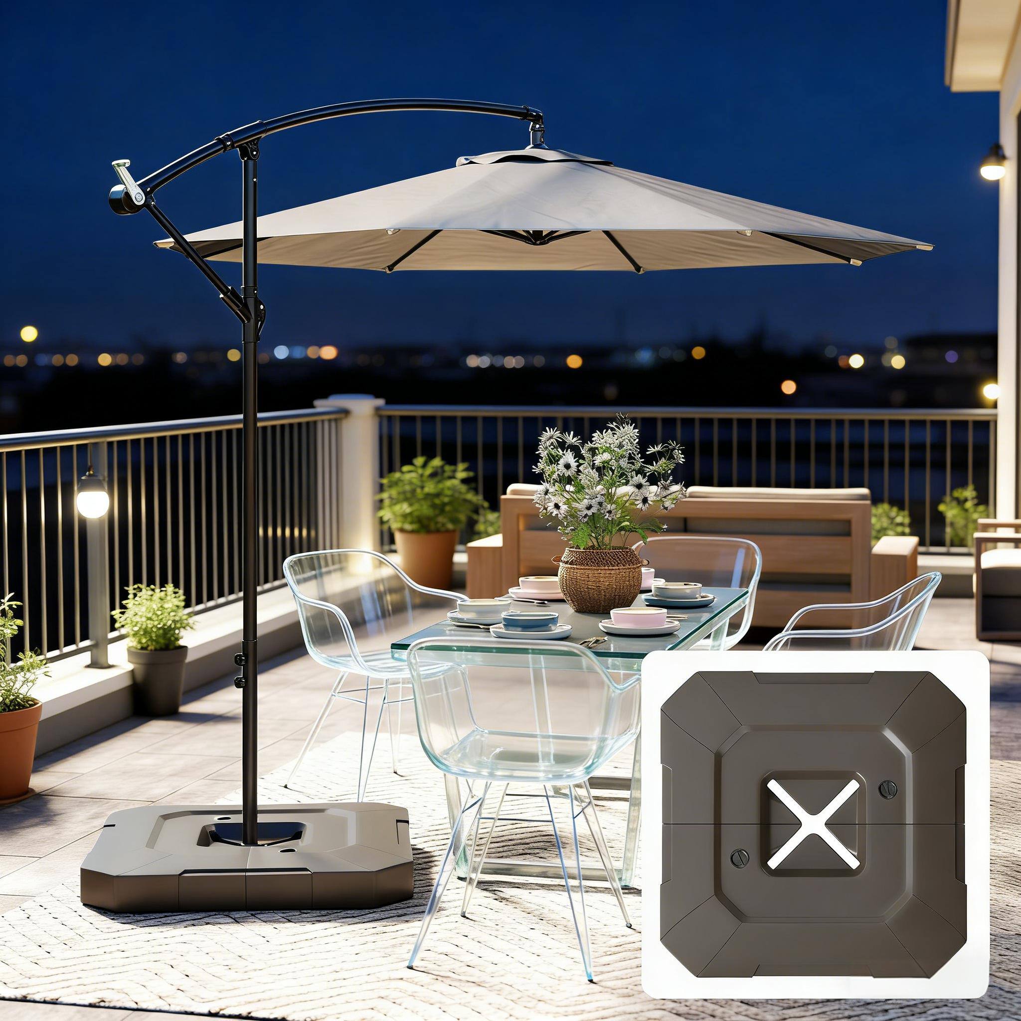 Left. Anysun - Outdoor Weather-Resistant Cantilever Umbrella Base for cantilever Offset Umbrellas with Cross Base, Assembly Required - Brown.