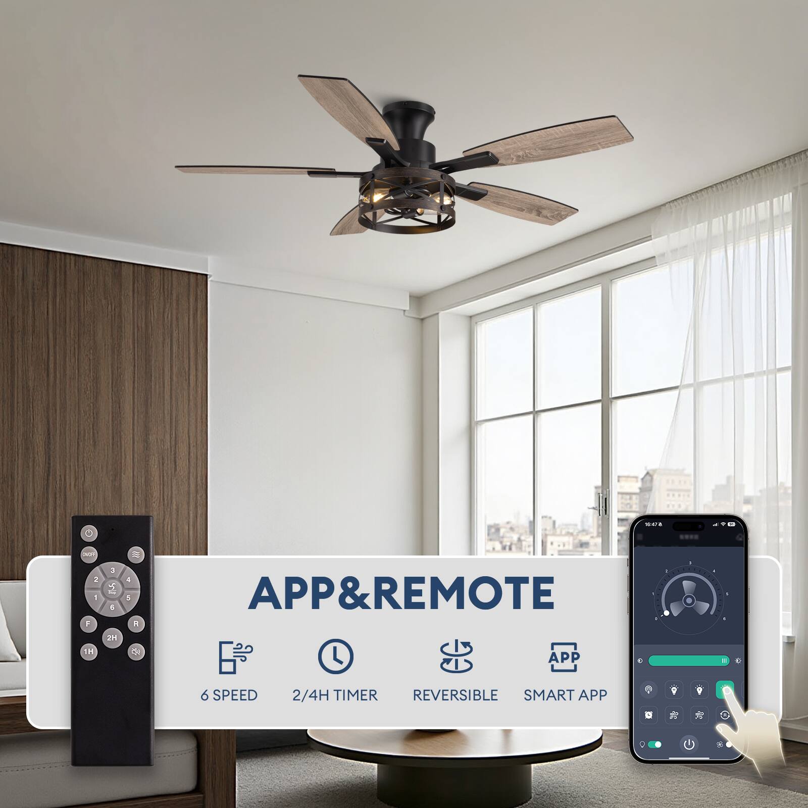 C N 2 - F 5 6 C 4 5 4 APP&REMOTE 1H 2H OH APP 6 SPEED 2/4H TIMER REVERSIBLE SMART APP