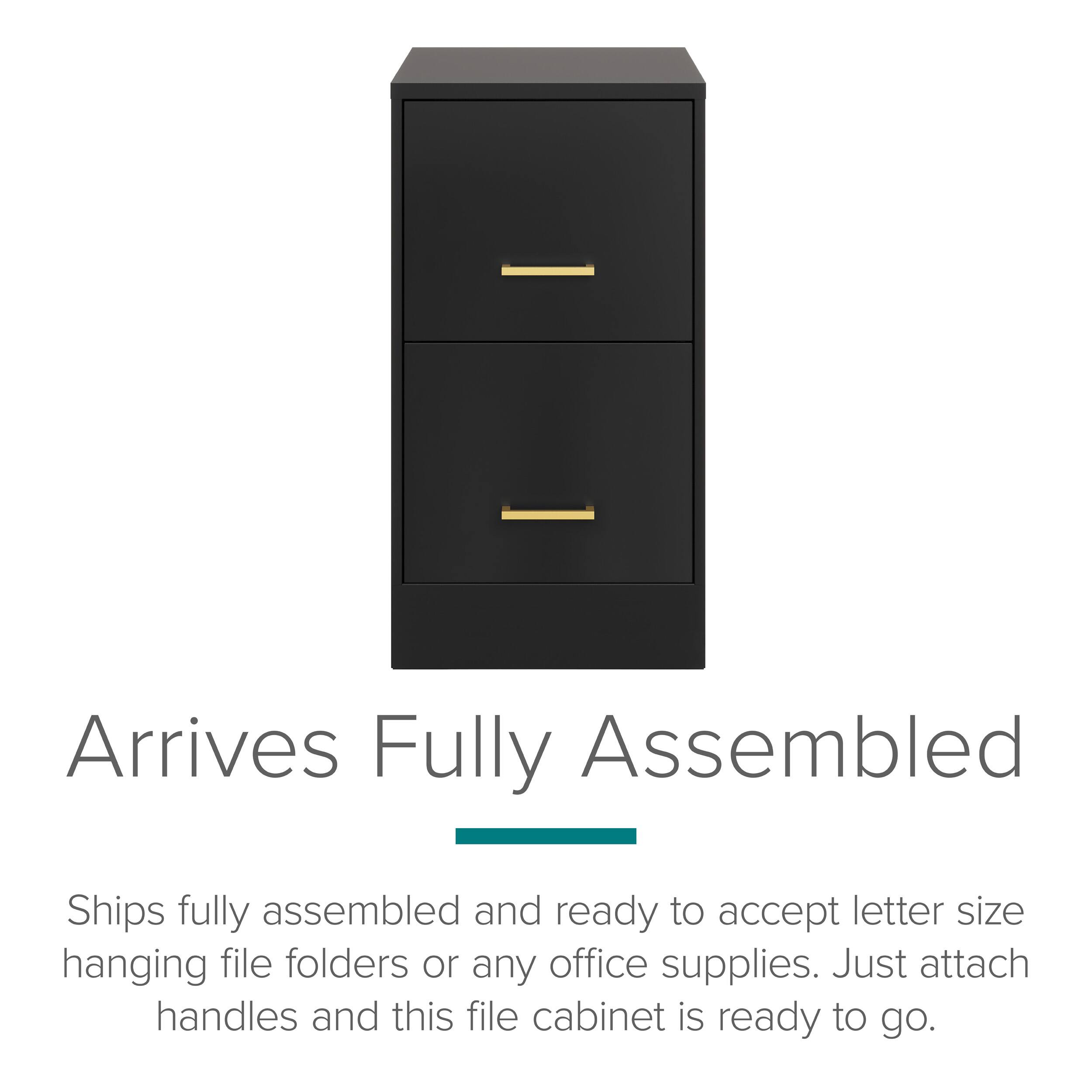 Arrives Fully Assembled

Ships fully assembled and ready to accept letter size hanging file folders or any office supplies. Just attach handles and this file cabinet is ready to go.