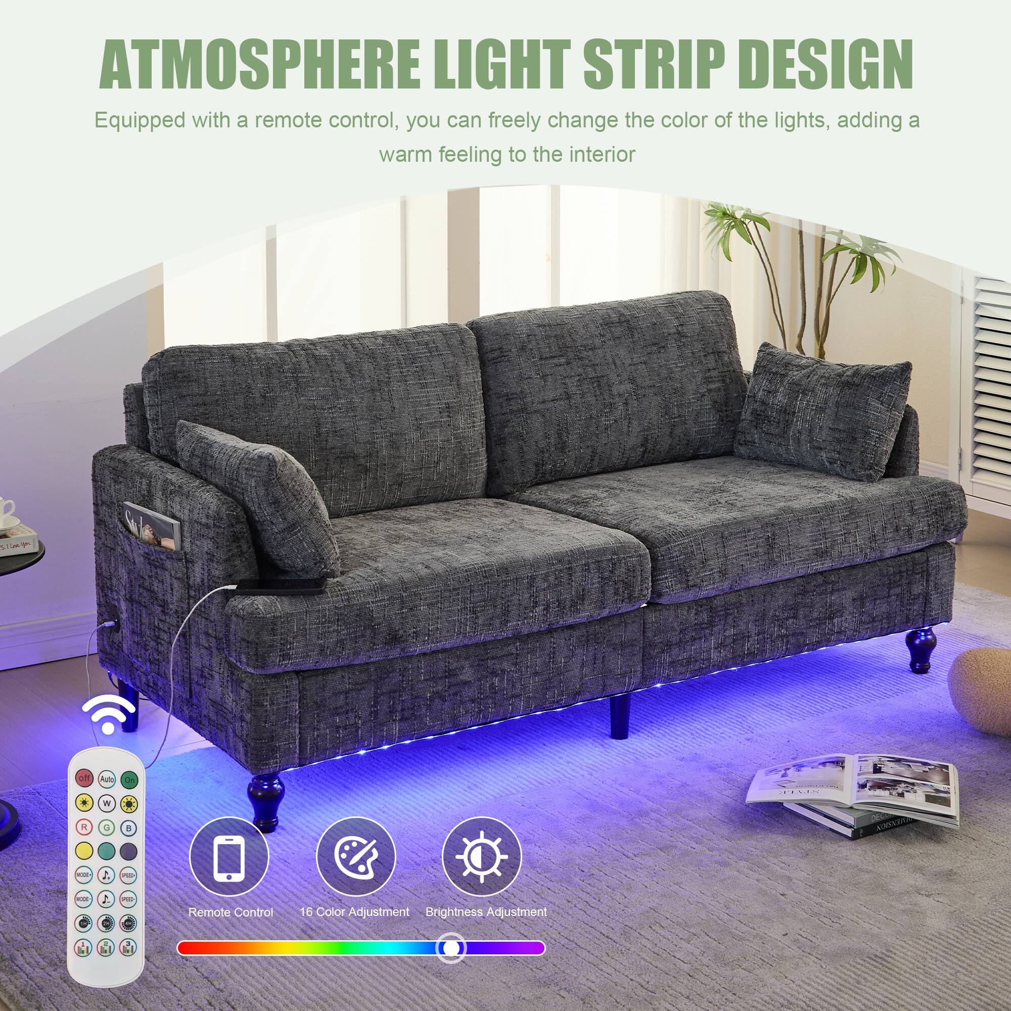 ATMOSPHERE LIGHT STRIP DESIGN

Equipped with a remote control, you can freely change the color of the lights, adding a warm feeling to the interior.

- Remote Control
- 16 Color Adjustment
- Brightness Adjustment
