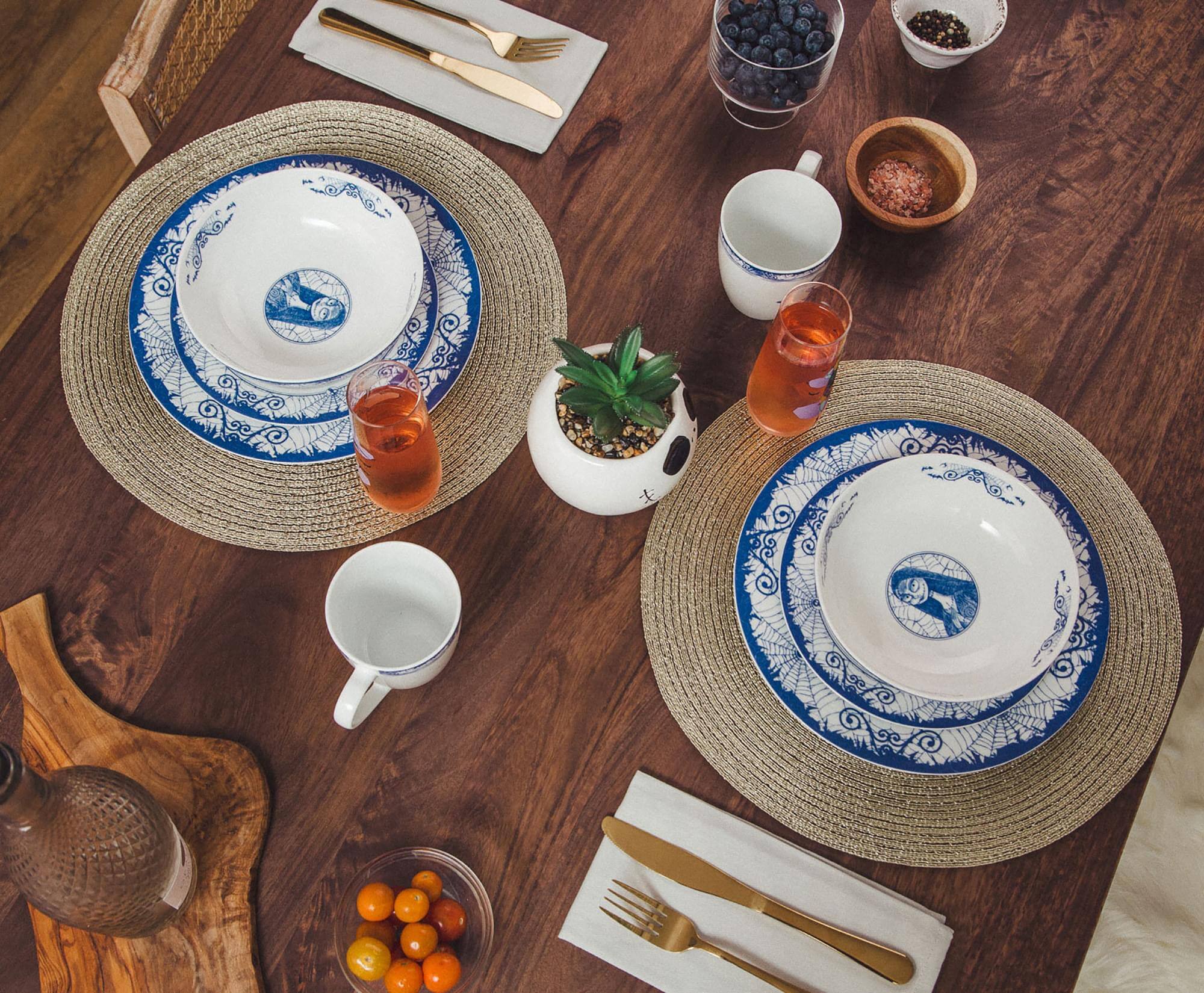 Alt View 1. Disney - Disney The Nightmare Before Christmas Jack and Sally 8-Piece Dinnerware Set - Blue.