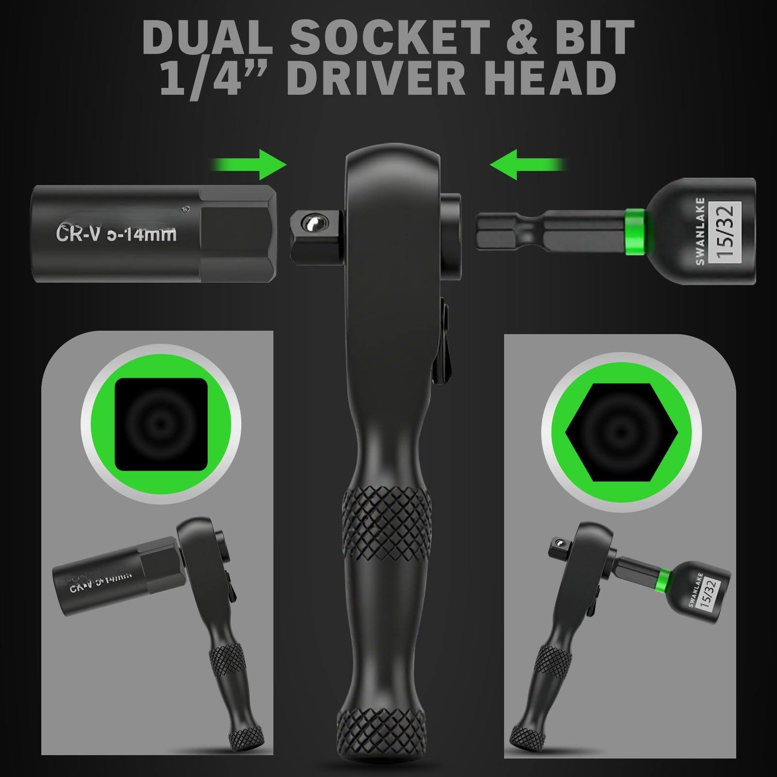 DUAL SOCKET & BIT 1/4" DRIVER HEAD

CR-V 5-14mm

SWANLAKE 15/32