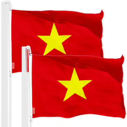 Front. G128 - 2 Pack Vietnam Flag 3x5 ft 150D Polyester with Brass Grommets. - Assorted Colors.