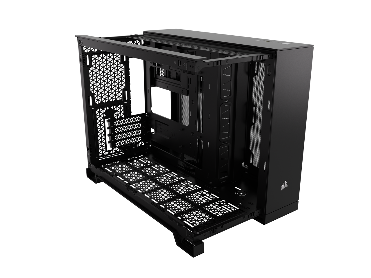 Alt View 2. CORSAIR - CORSAIR 2500D AIRFLOW Micro ATX Dual Chamber Case – Full Mesh Panels – 11x 120mm Fans – 4x AIO Radiator Mounts - Black.
