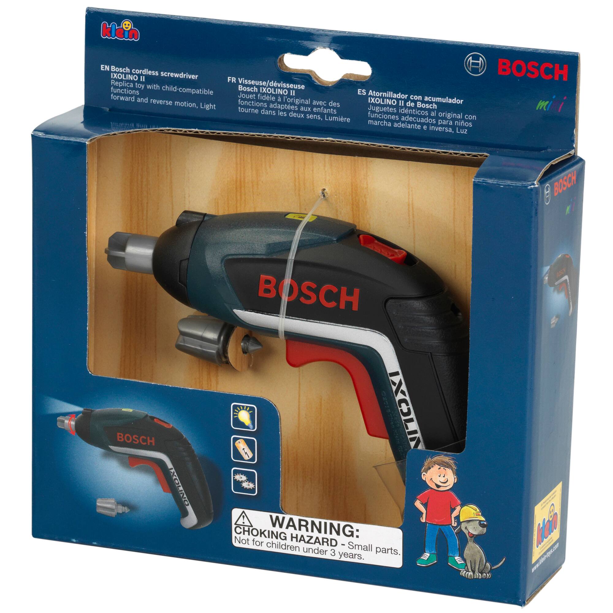 klein Bosch BOSCH cordless screwdriver IXOLINO I FR Replica 1:1 with child-compatible Visseuse/dvisseuse Bosch functions Jouet IXOLINO I ES Atornillador forward and reverse motion, functions with mini Light tourne adaptes Mx enfants Juguetes dans les deux funciones identicos al original sens, Lumire adecuados con marcha adelante para nios e nversa, Luz BOSCH BOSCH LN BOSCH SZI IXOLINO! CHOKING WARNING: Not for children HAZARD - Small under 3 years. Parts. www.lhcgscom
