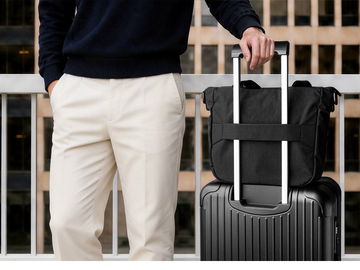 Back. ALPAKA - Bravo Tote V2 Laptop Tote Bag for Work & Travel, Fits 13"-14" MacBook Pro, Handheld & Crossbody - Black Axoflux 400D.