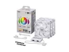 ASUS - TUF GAMING TF120 ARGB Fan - 3-Pin, Fluid Bearing, PWM, Anti-vibration, Dual LED - White