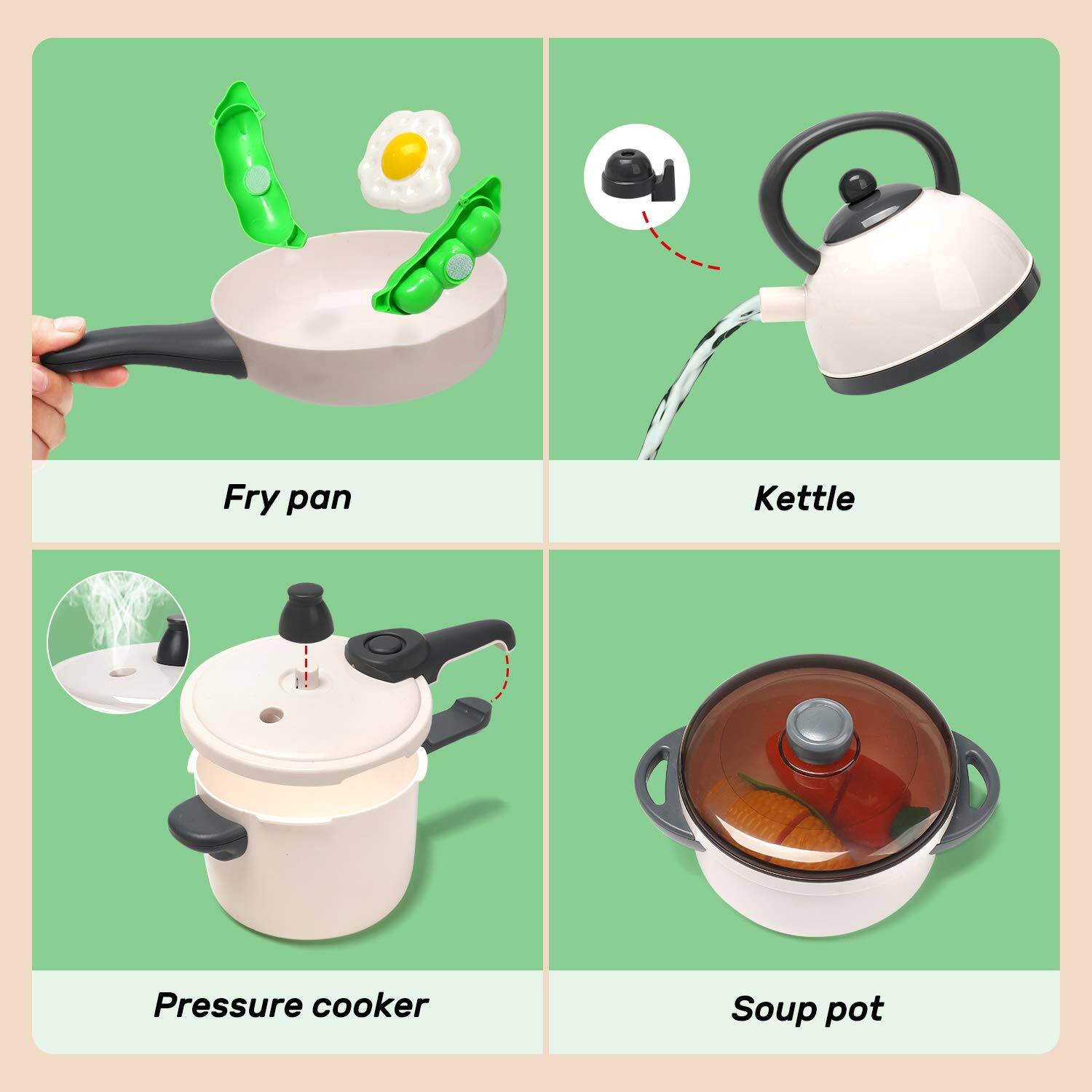 Fry pan  
Kettle  
Pressure cooker  
Soup pot