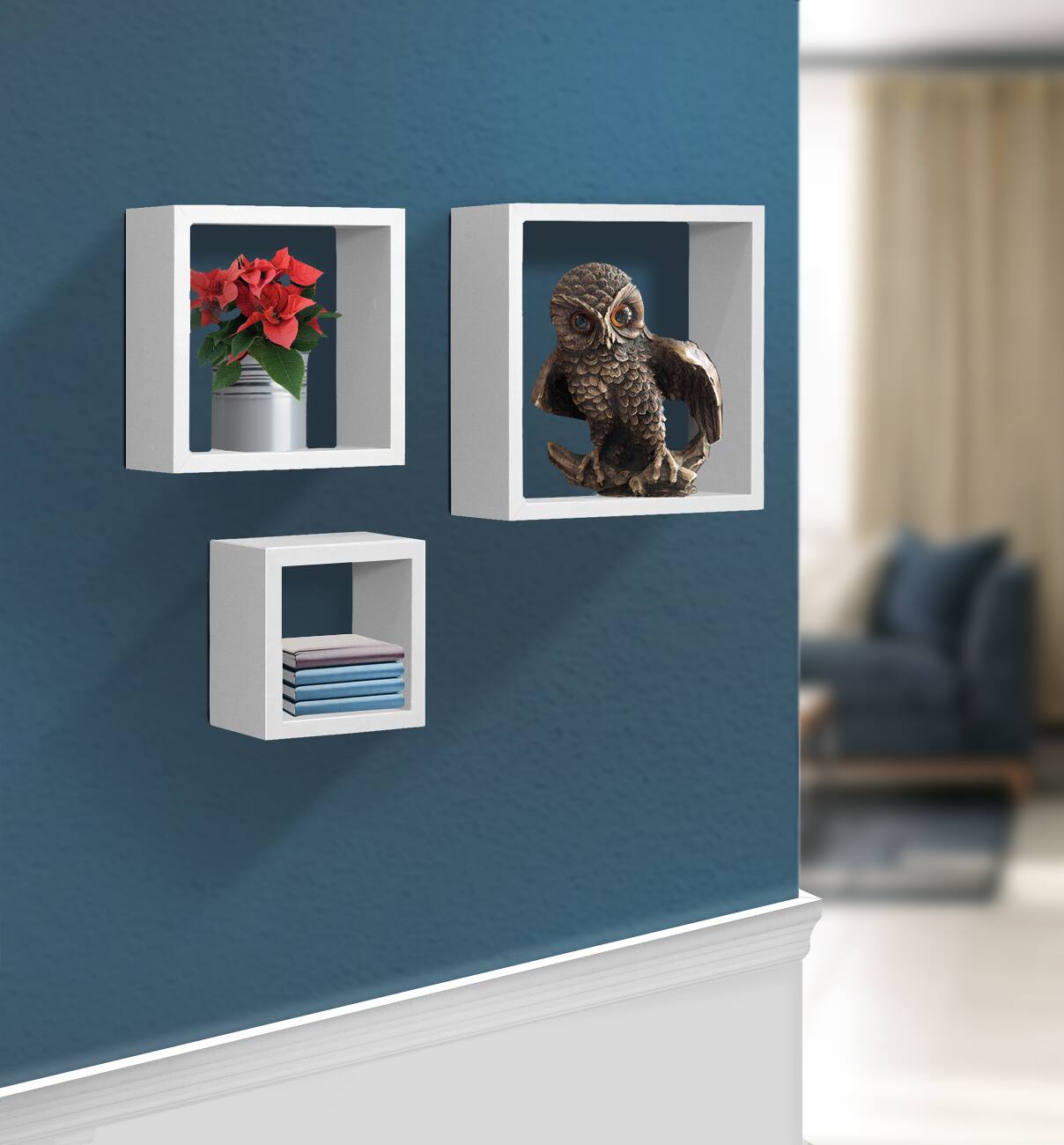 Alt View 3. Sorbus - Sorbus Floating Box Shelves, Square Cube Wall Decor Hanging Shelves Decoration, Shelf for Living - White.