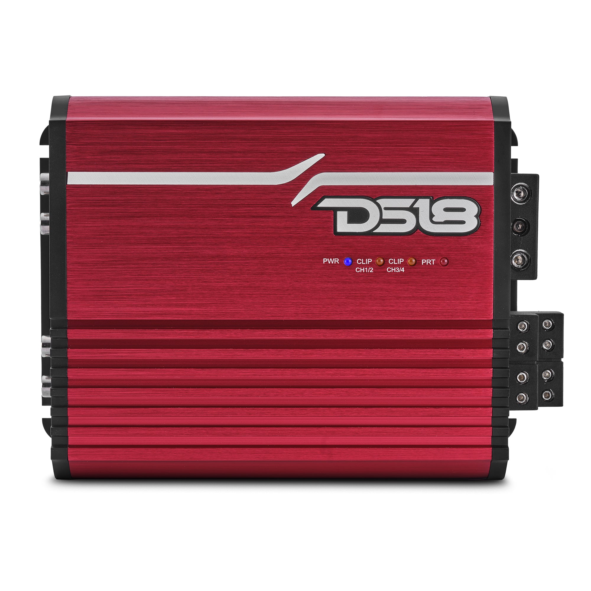 DS18 Audio - FRP 4-Channel Class D Car Amplifier with Remote Level Control, 4 x 120W RMS at 4 Ohm - Red
