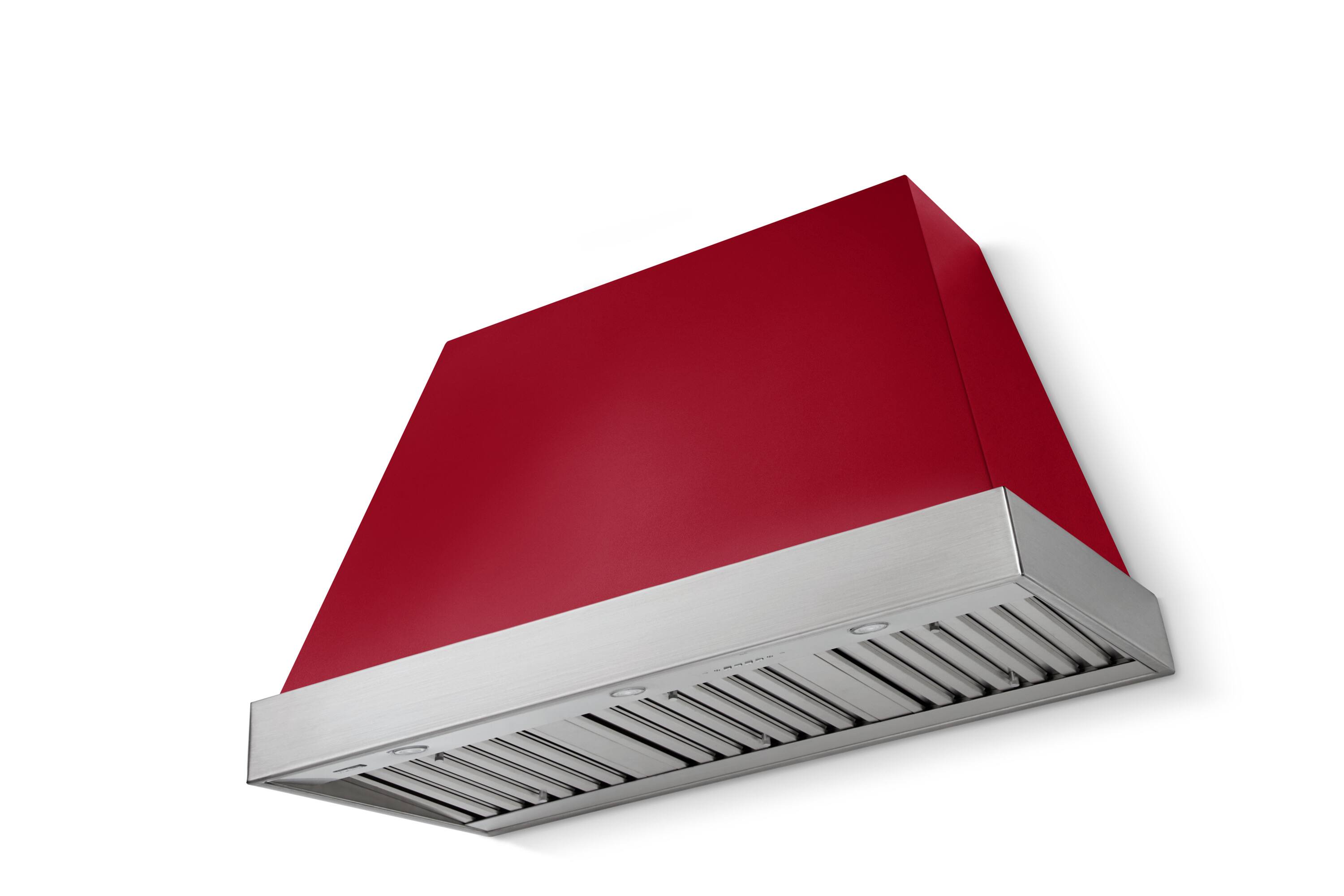 Front. AGA - AGA Euclid 48 x 30 Hood 1200 CFM_Piccadilly Red w. Brushed Nickel Trim - Piccadilly Red.