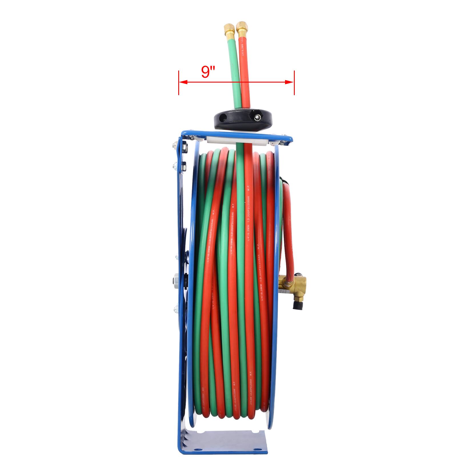 Alt View 2. LOVMOR - 1 4 Inch x 100 Foot Retractable Twin Oxygen Acetylene Welding Hose Reel 200PSI.