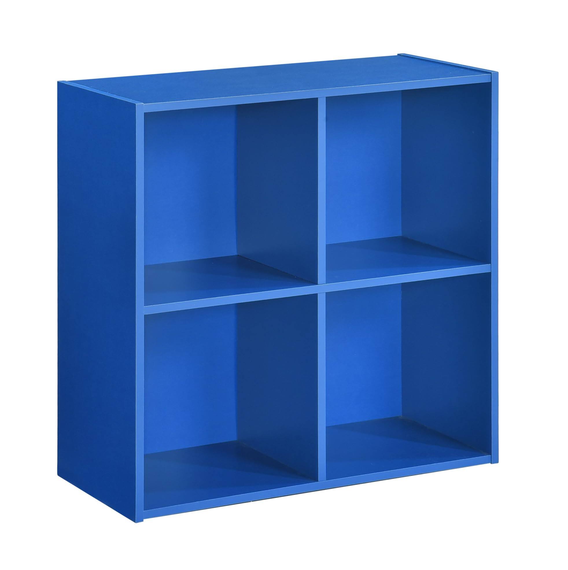 Angle. Kings Brand Furniture - Kings Brand Furniture George 4-Cube Children's Bookcase, Kids Toy Storage Shelf Organizer - Blue.