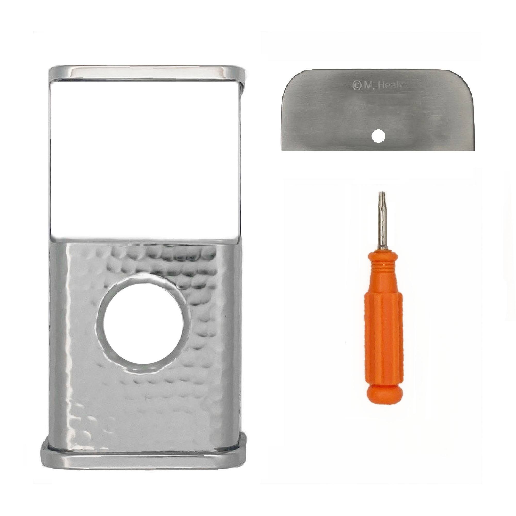 Back. Michael Healy - Hammered Video Doorbell Cover (Ring 3, 3 Plus, 4, Battery Plus and Battery Pro) - Nickel Silver.