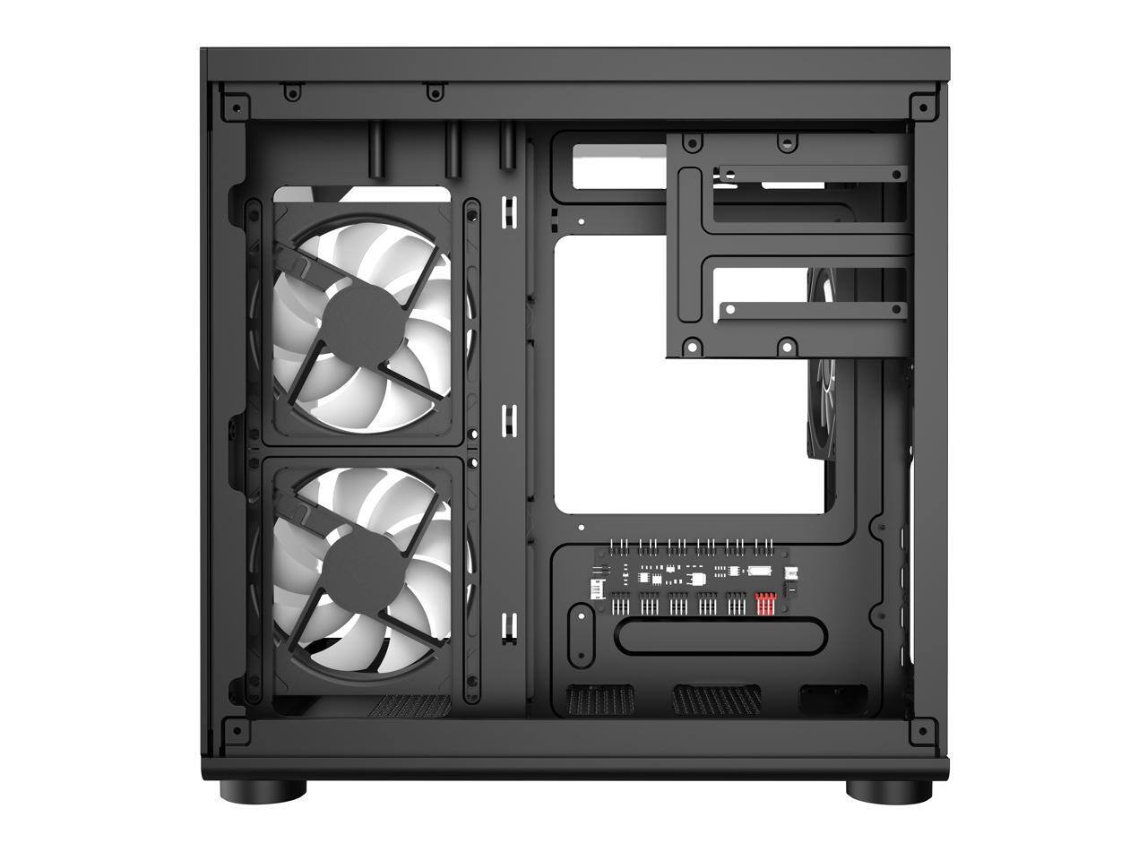 Alt View 9. DIYPC - DIYPC ARGB-DC100-BK Black Micro ATX Case w/ 3 ARGB PWM Fans - Black.