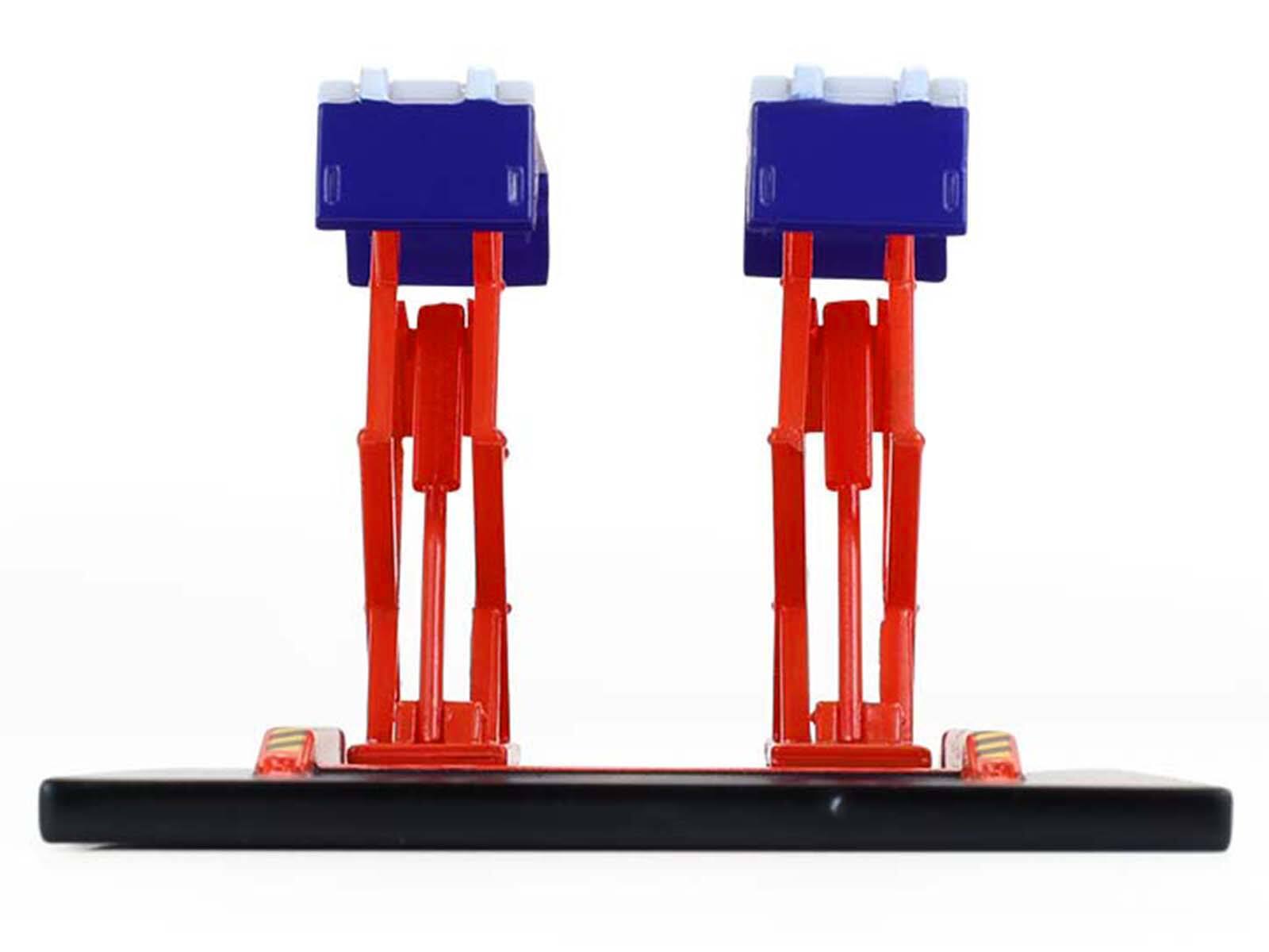 Alt View 4. Greenlight - Automotive Double Scissor Lift "Chevron" White and Red "Double Scissor Lifts" Series 2 1/64 Diecast Model by Greenlight.