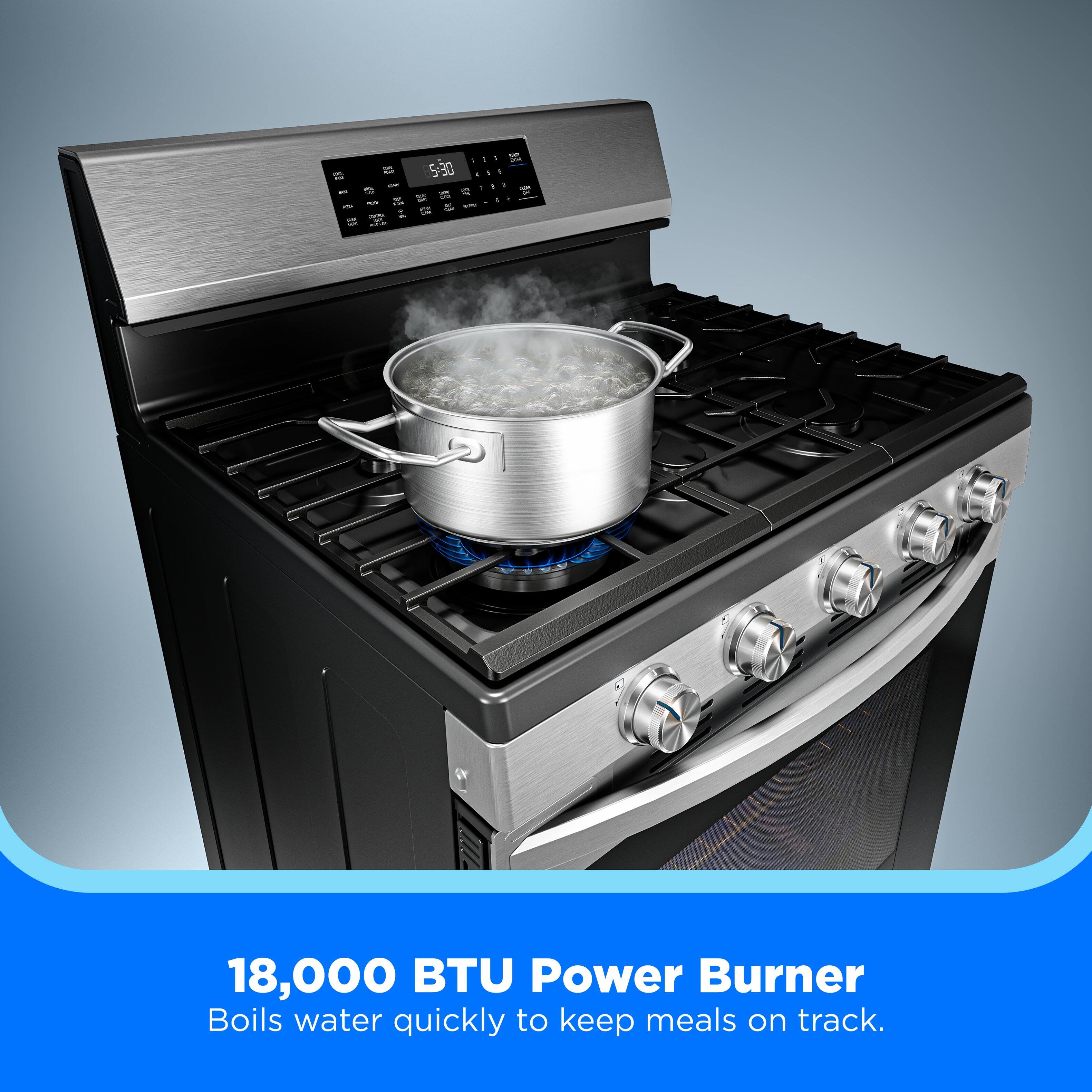 18,000 BTU Power Burner Boils water quickly to keep meals on track.