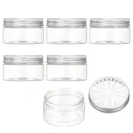 Unique Bargains - Premium Empty Scent Beads Container, Refillable Spice Tin Hollow Lid, 6pcs 3.4oz - For Aromatherapy, Scent, Storage - Clear