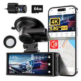 REDTIGER - 4K 3.18" Touch Screen Dash Cam, STARVIS 2, Night Vision, Voice Control, &CPL, 128GB, 5.8GHz WiFi, GPS