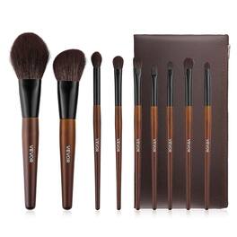 VEVOR - 9-Piece Makeup Brush Set for Foundation Blending Eyeshadow, Professional Makeup Brush Kit with Soft Natural Wool - Brown