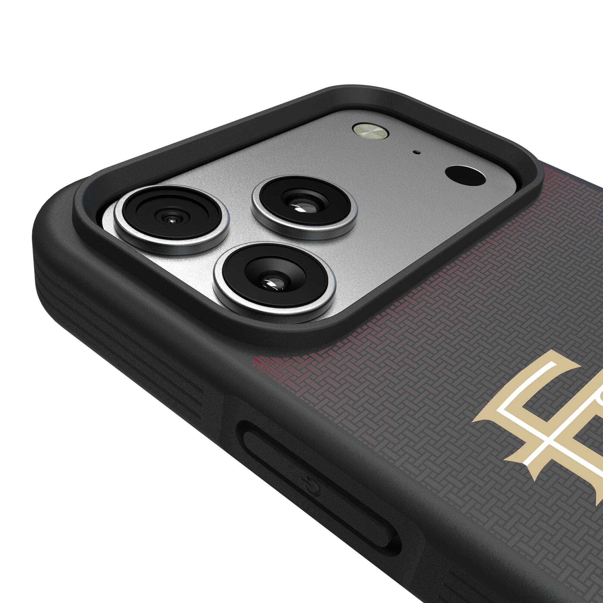 Alt View 2. Keyscaper - Florida State Seminoles Linen Logo iPhone Bump Case - 13 mini - Black.