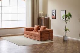 Roomtec - Floor CouchCompression SofaConvertible Floor Sofa Bedwith Pillow Back Support ArmrestComfy Futon Couch Lounge Sleeper - Orange