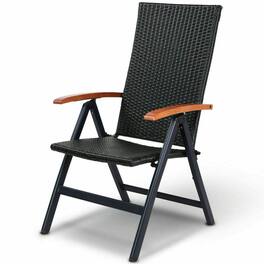 Hivvago - Outdoor Heavy Duty Folding Rattan Patio Chair with Wood Armrest - Brown