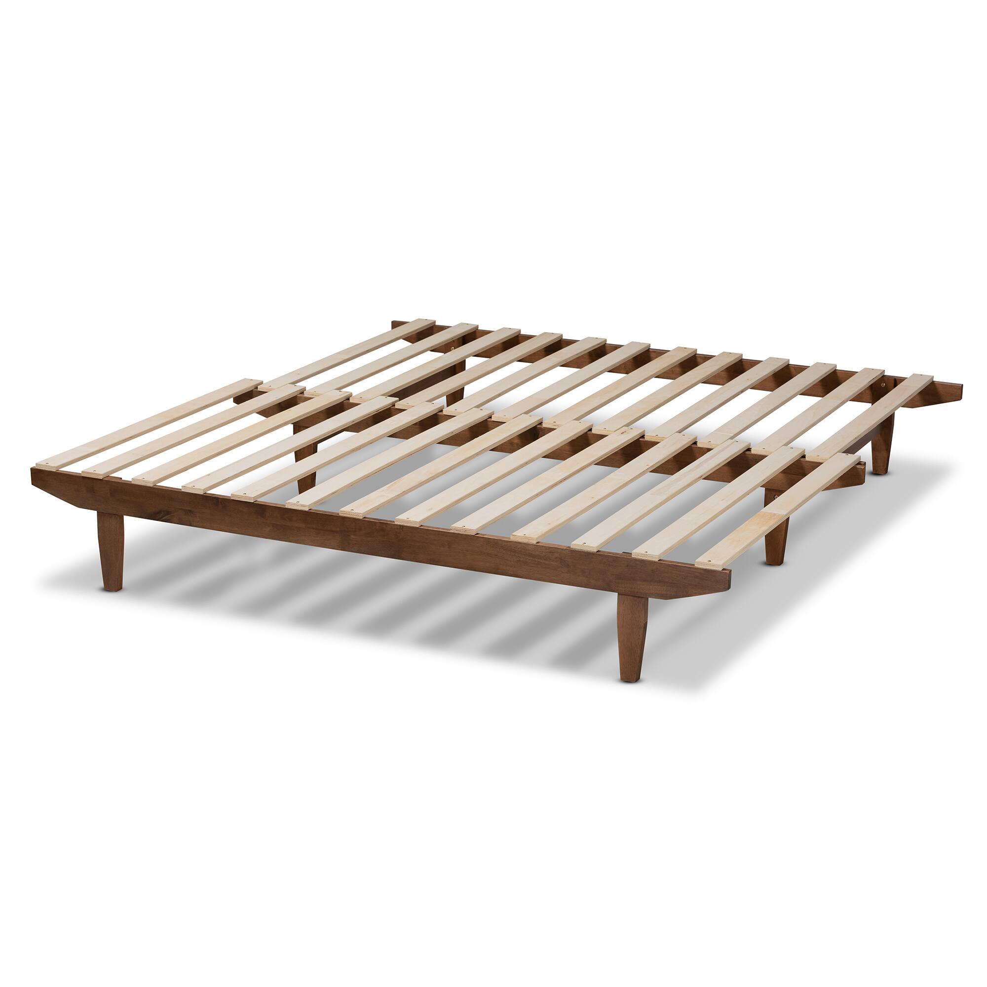 Alt View 2. Baxton Studio - Hiro Modern and Contemporary Walnut Finished Wood Expandable Twin Size to King Size Bed Frame - Walnut.