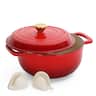 Winado - 5QT Dutch Oven Enameled Cast Iron Bread Oven with Moisture-Lock Lid for Sourdough Baking & Cooking, Oven & Stovetop Safe - Red