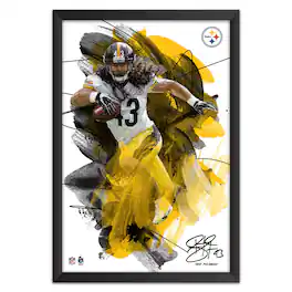 Sporticulture - Troy Polamalu Pittsburgh Steelers 27" x 39" Brush Stroke Player Framed Art Print - Multicolor