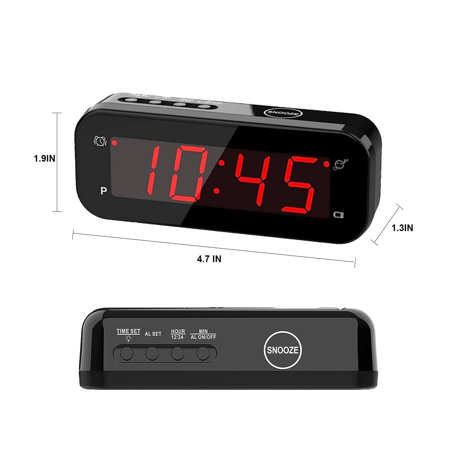 Angle. Dazzed Corner - Digital Alarm Clock Battery Operated,12/24Hr,Cordless - Black.