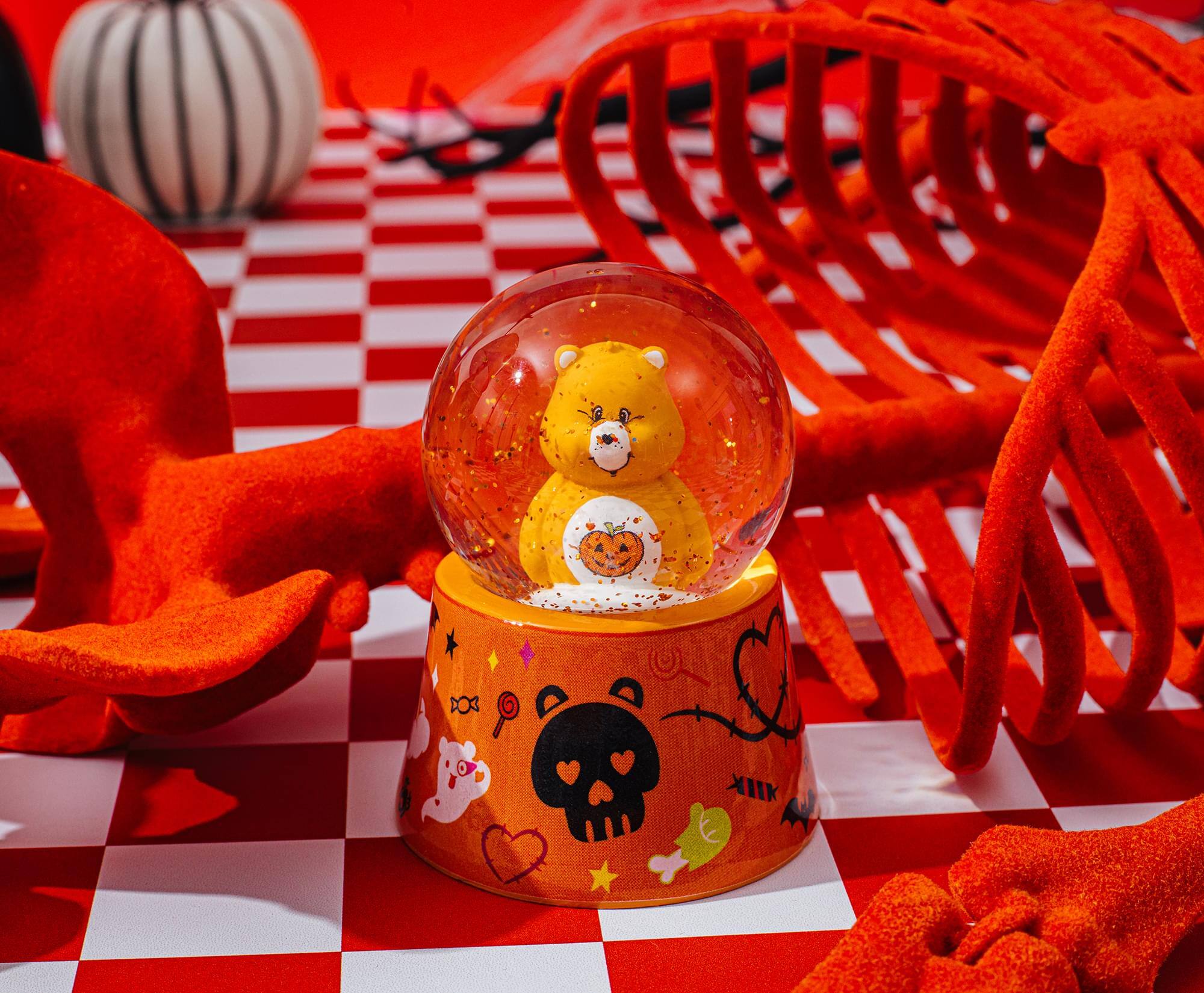 Alt View 3. Care Bears - Care Bears Trick-Or-Sweet Bear Mini Light-Up Snow Globe | 3 Inches Tall - Orange.