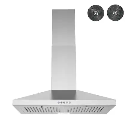 Front. Streamline - 30 in. Acrone Ductless Wall Mount 220 CFM Range Hood, Baffle Filters, Electronic Button Control, LED Light - Brushed Stainless Steel.