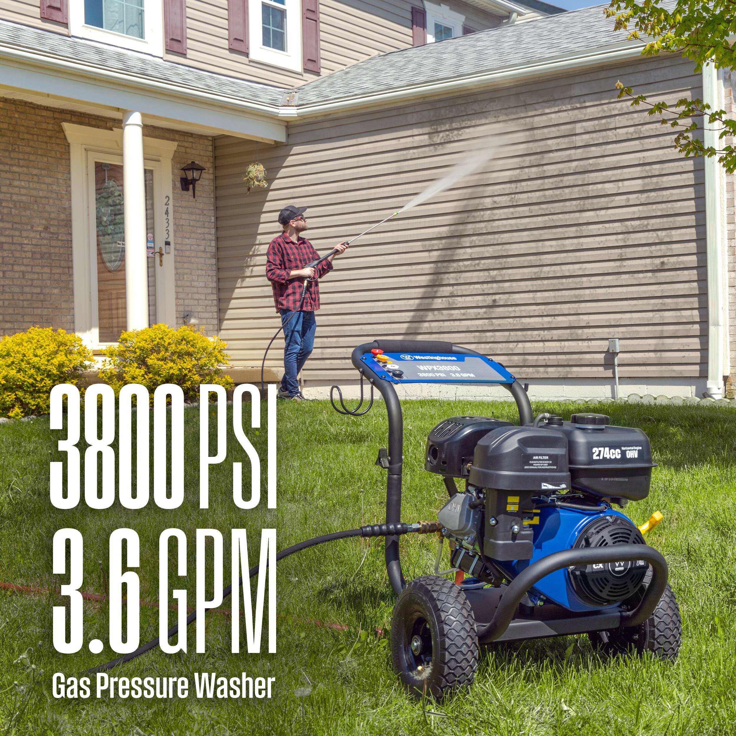 24336 3800 PSI 3.6 GPM Gas Pressure Washer  
274cc OHV