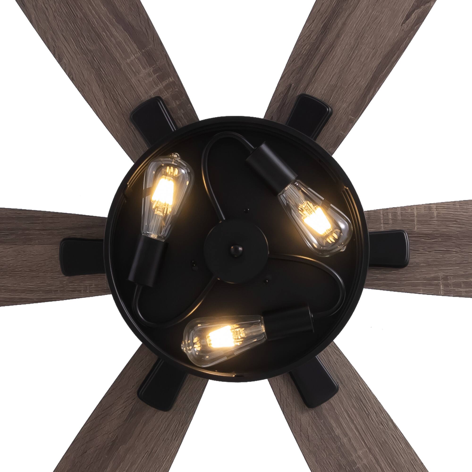 Alt View 5. Siljoy - 60-Inch Matte Black Farmhouse Cage Ceiling Fan with Light 6 Big Dual Color Blades for Living Room Bedroom Kitchen Patio - Black.
