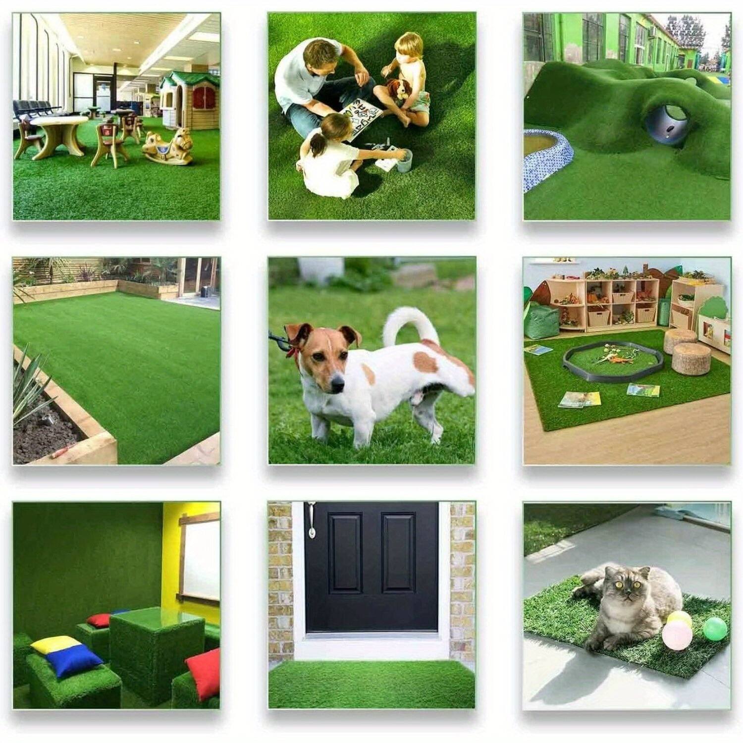 Alt View 2. MOOSOO - Artificial Turf Grass Indoor Outdoor 3x16 ft, 0.6 inch Realistic Fake Grass Turf Carpet For Patio Landscape Backyard - Green.