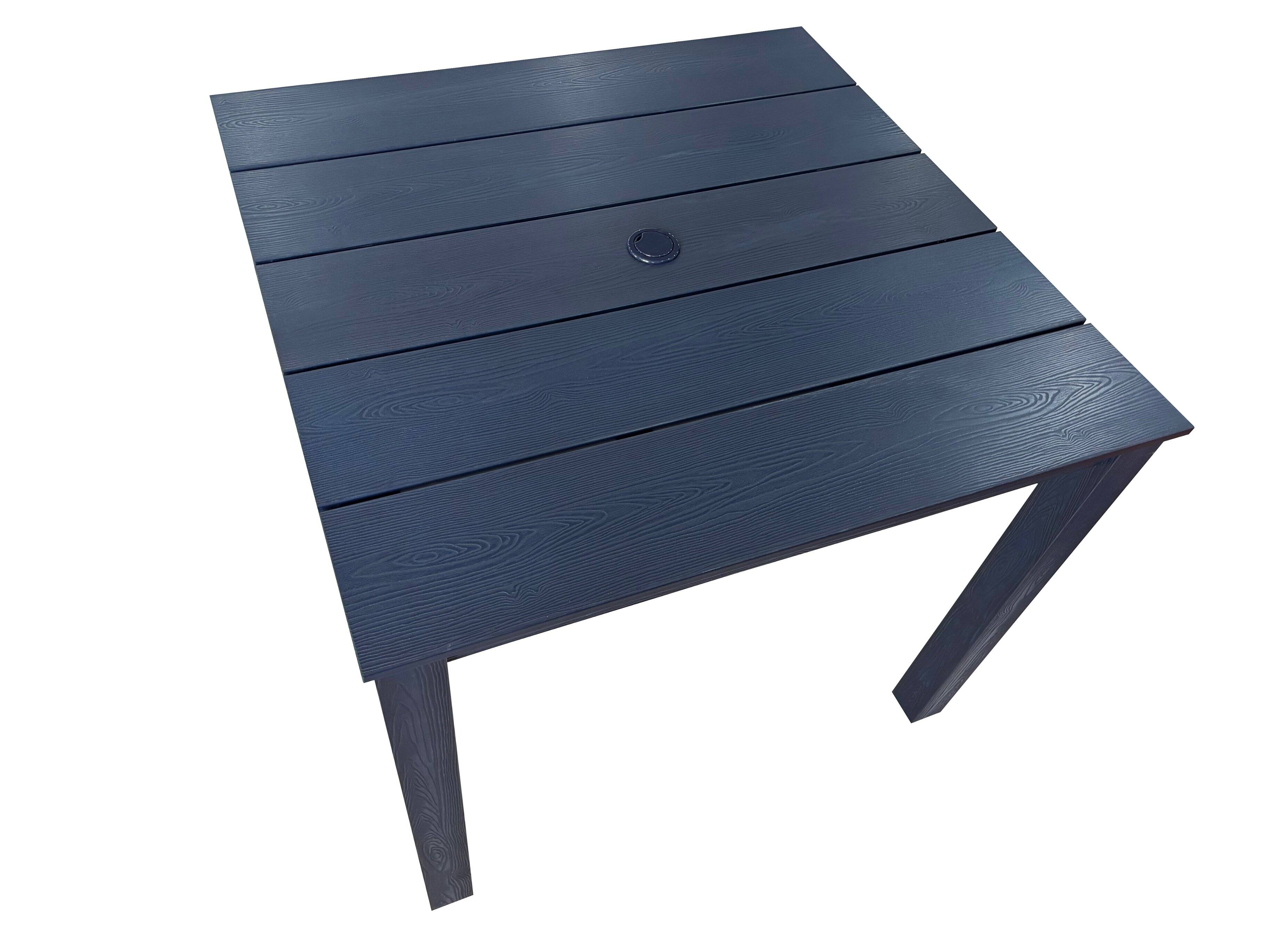 Angle. Fortune Candy - 36.2-Inches Poly Lumber Outdoor Dining Table, HIPS Patio Dining Table with Umbrella Hole, Weather Resistant ( Navy Blue) - Navy Blue.