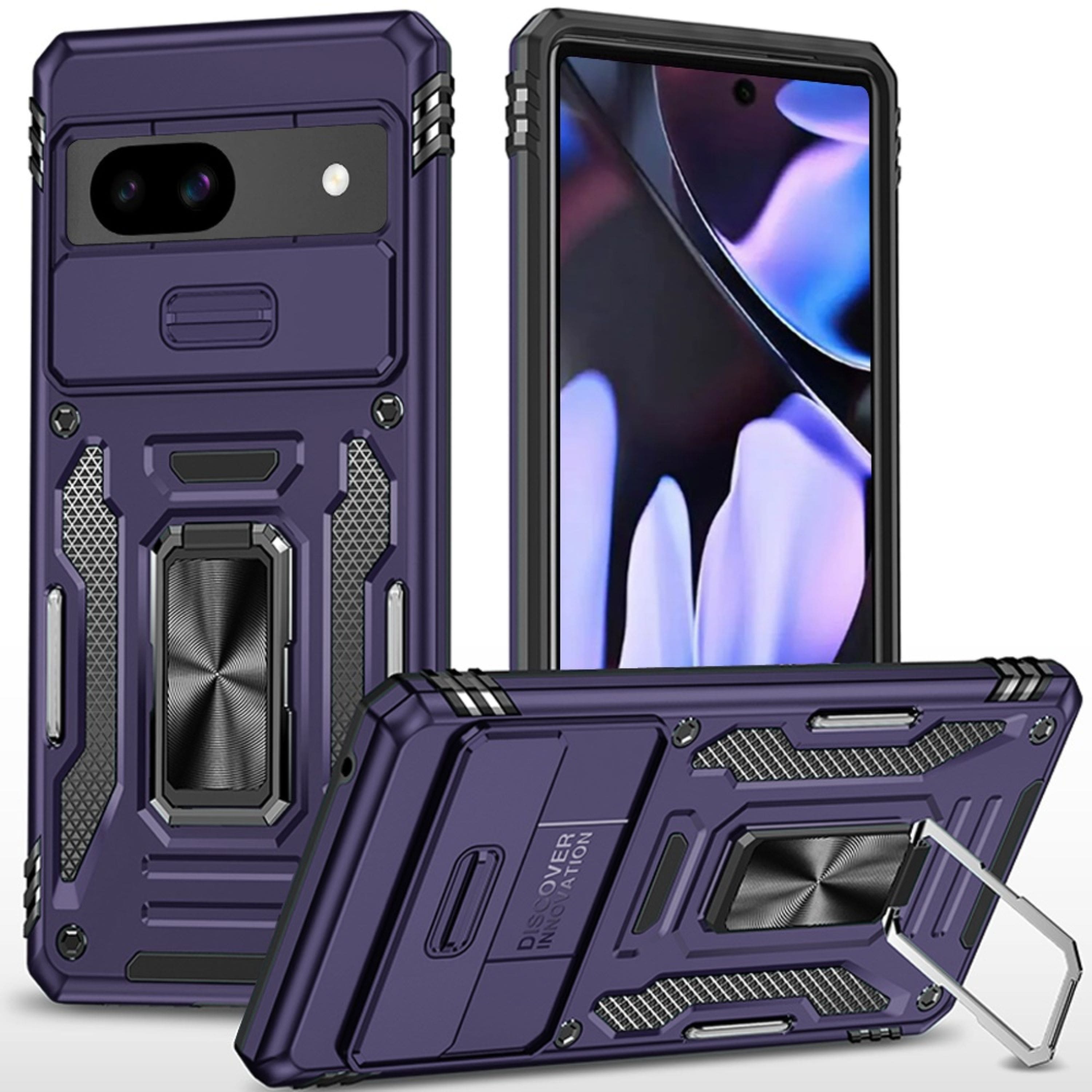 Kitcheniva - Magnetic Sliding Lens Stand Case With Tempered Glass For Google Pixel 9a - Dark Purple price history on PriceWatchPro