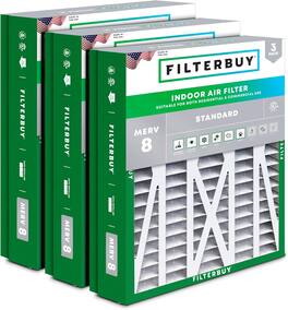 Filterbuy - 21x21.5x5 MERV 8 Dust & Allergy Defense, Pleated HVAC AC Furnace Air Filters Replacement for Trane & More (3-Pack) - Silver