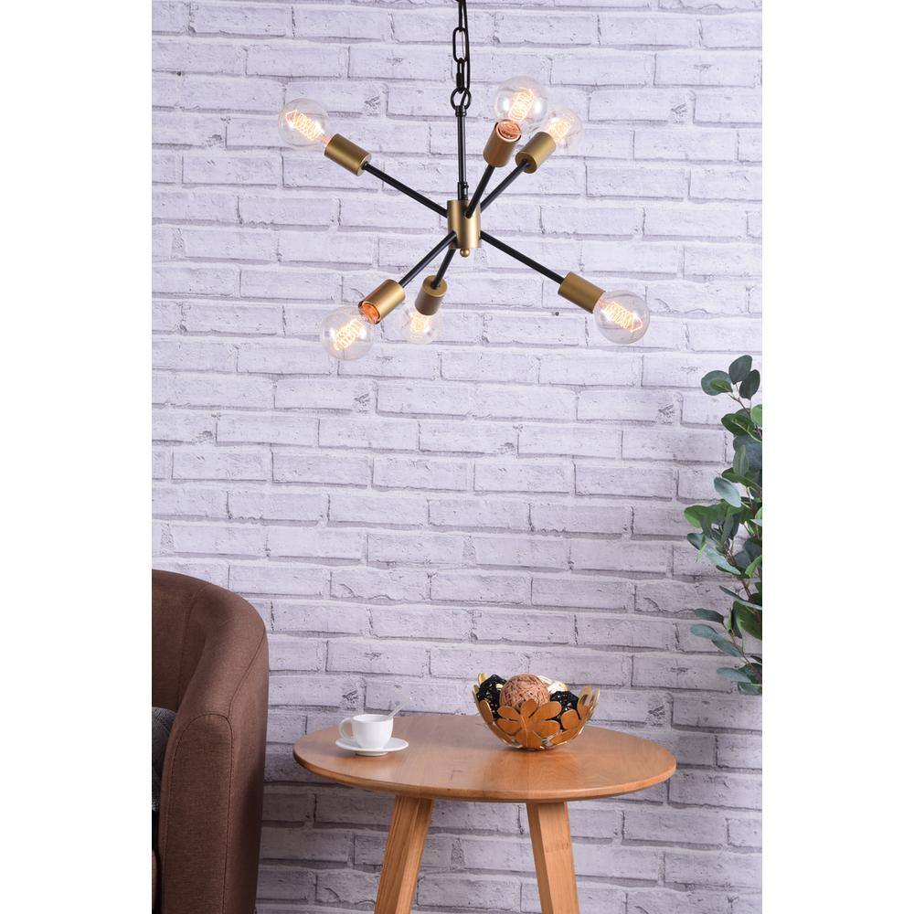 Alt View 1. Living District - Nolan 6 Light matte black Pendant - Matte Black.