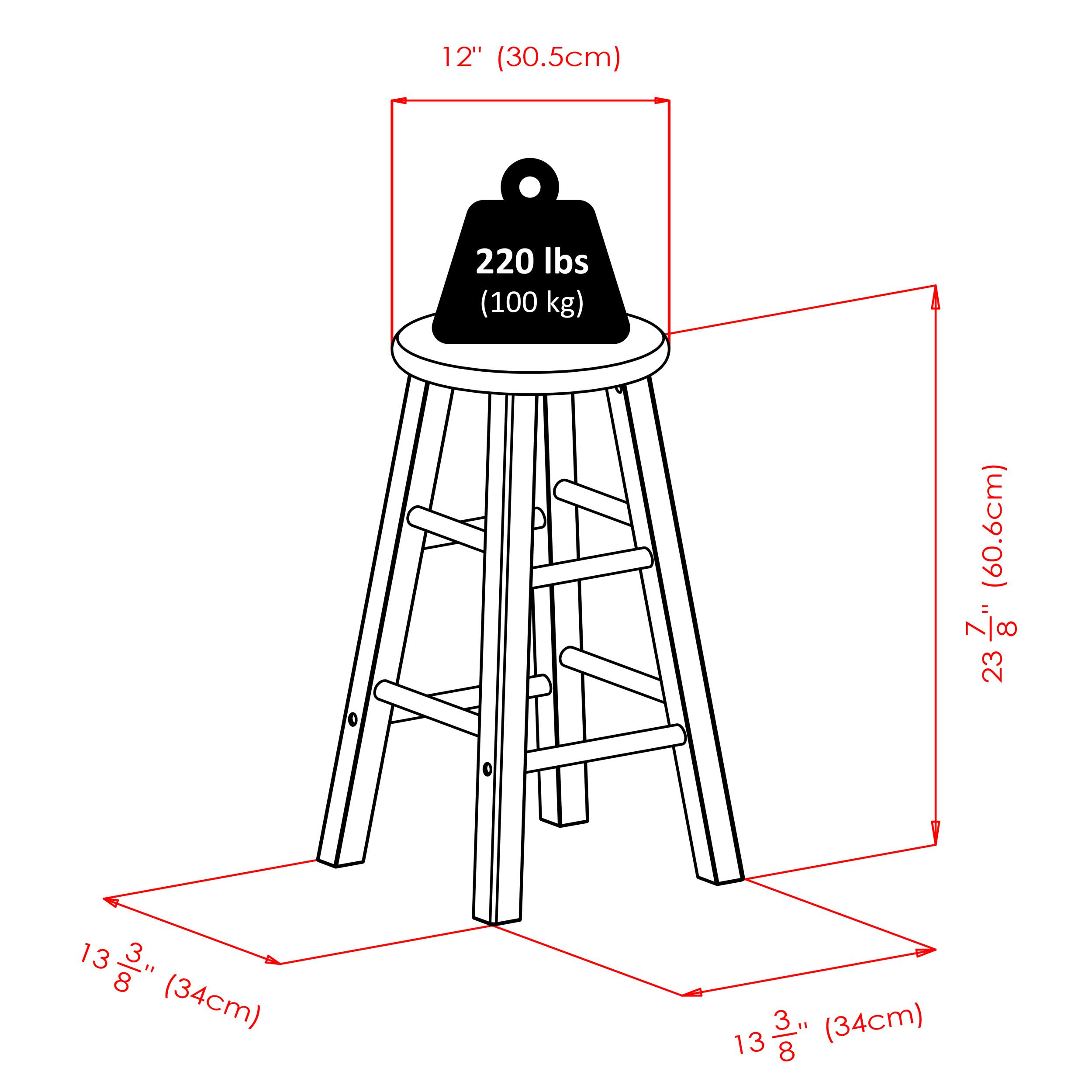 12" (30.5cm)  
220 lbs (100 kg)  
(60.6cm)  
7 23/8" (34cm)  
13 3/8" (34cm)