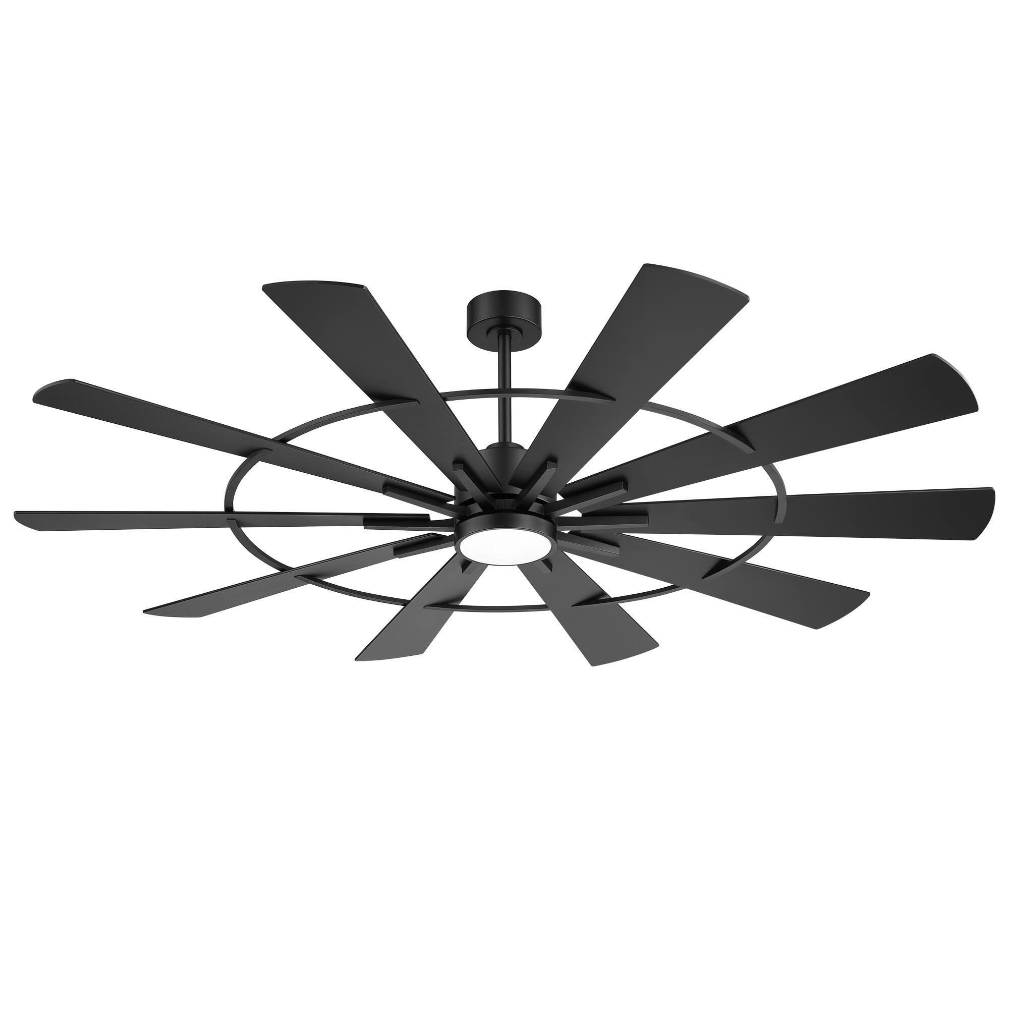 Alt View 9. Breezary - 72-In LED Ceiling Fan with Light, 10 Plywood Blades, 6-Speed DC Motor, Remote, Timer, 3CCT, 6/12-In Downrods - 72-Inch Black.