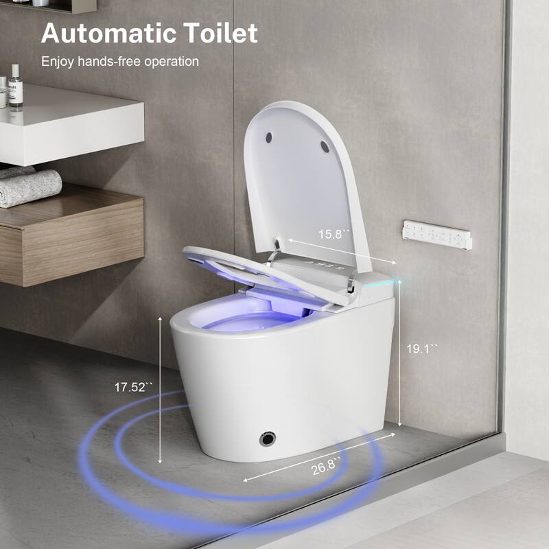 Automatic Toilet  
Enjoy hands-free operation  

15.8"  
19.1"  
17.52"  
26.8"