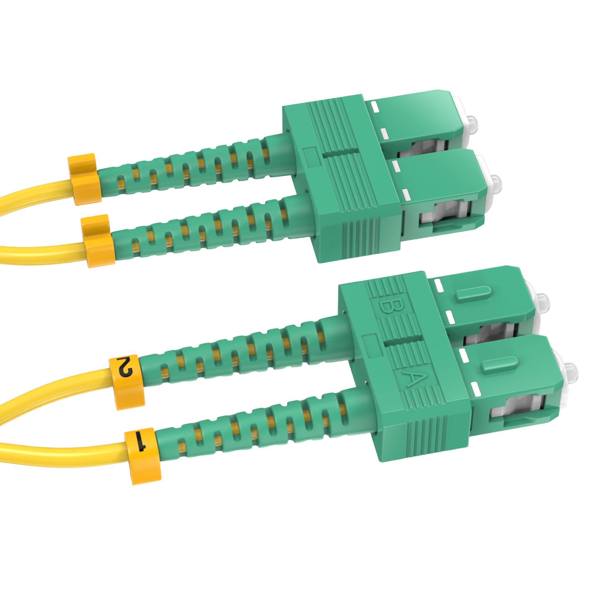 Angle. Sanoxy - 3m/10ft OS2 SC to SC APC Duplex Corning High-Performance OS2 Duplex Single-Mode Fiber Optic Cable (SC to SC) - Yellow.