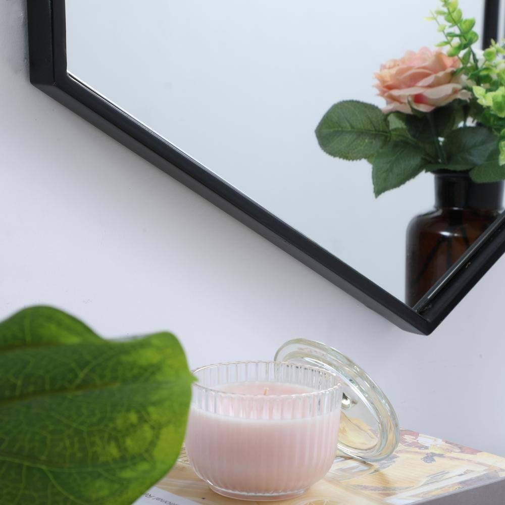 Alt View 6. Elegant Decor - Metal frame hexagon mirror 24 inch in Black - Black.